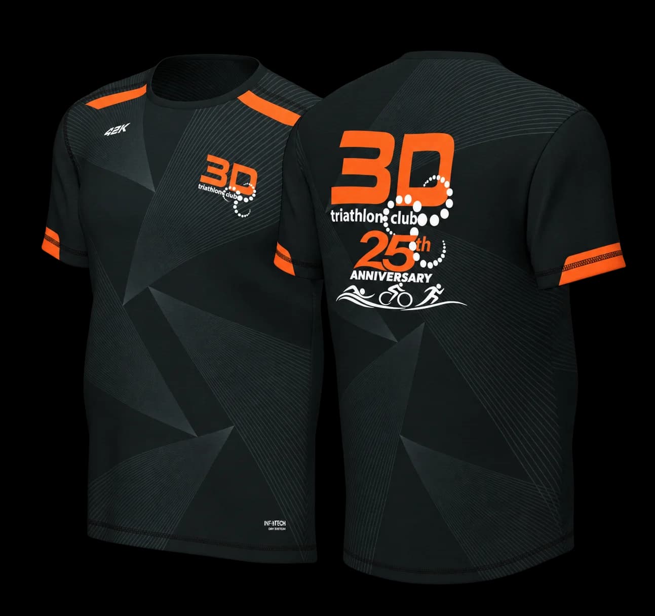Limited edition 3D Triathlon Club 25th anniversary t-shirt, front and back